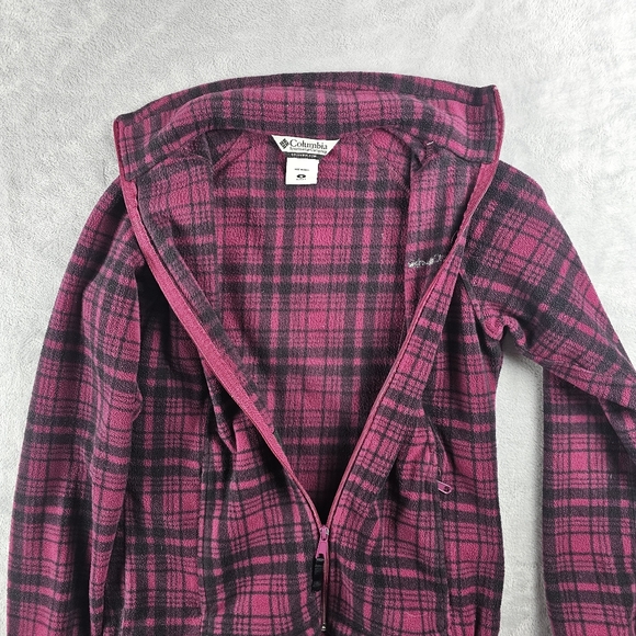 Columbia Full Zip Fleece Sweater Jacket Women's Size Medium Pink Plaid - Picture 4 of 12
